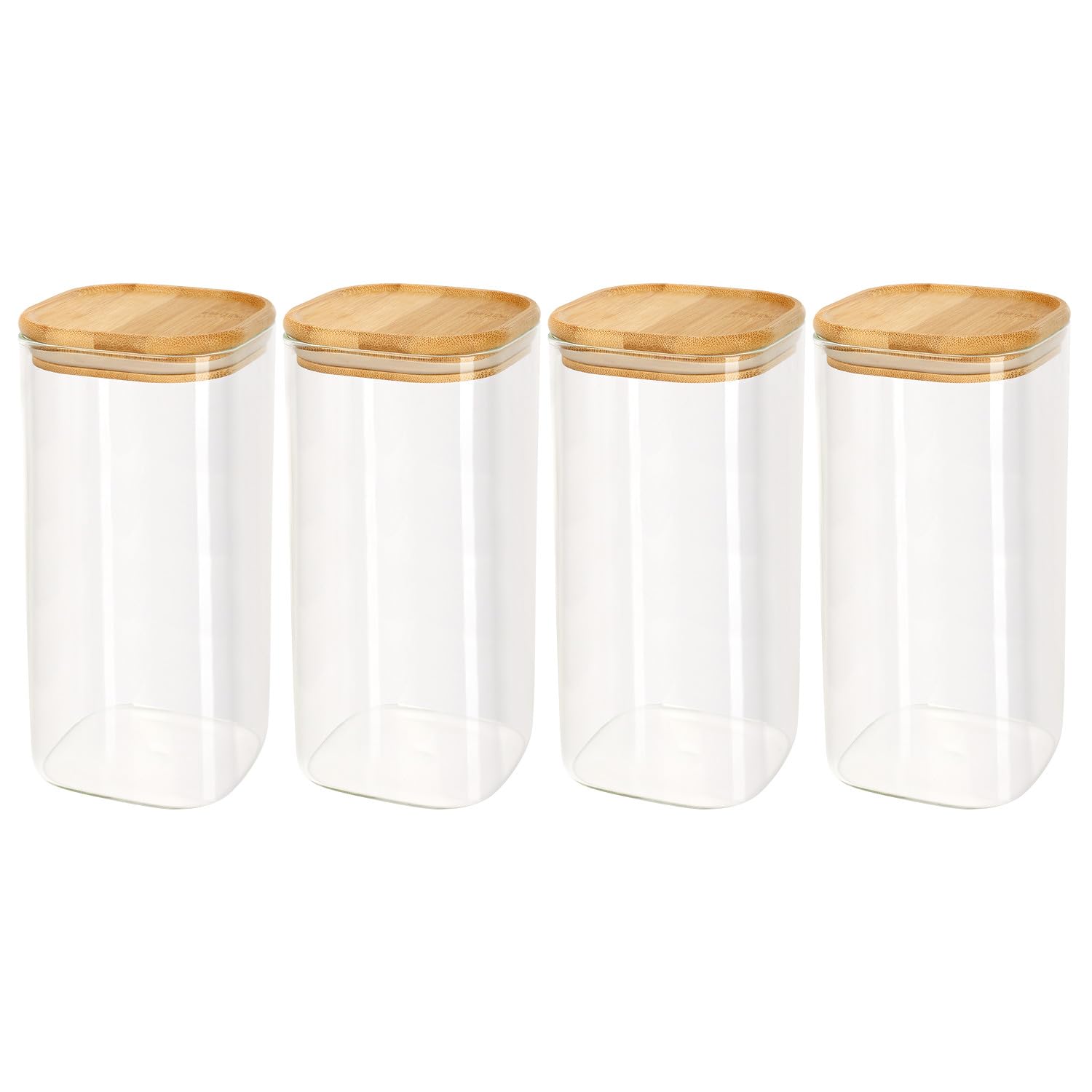 Schramm® 4 oder 5 Stück Vorratsgläser Set eckig mit Bambus Deckel in 6 verschiedenen Größen Vorratsdosen luftdicht Vorratsglas Aufbewahrungsglas, Größe:1600 ml