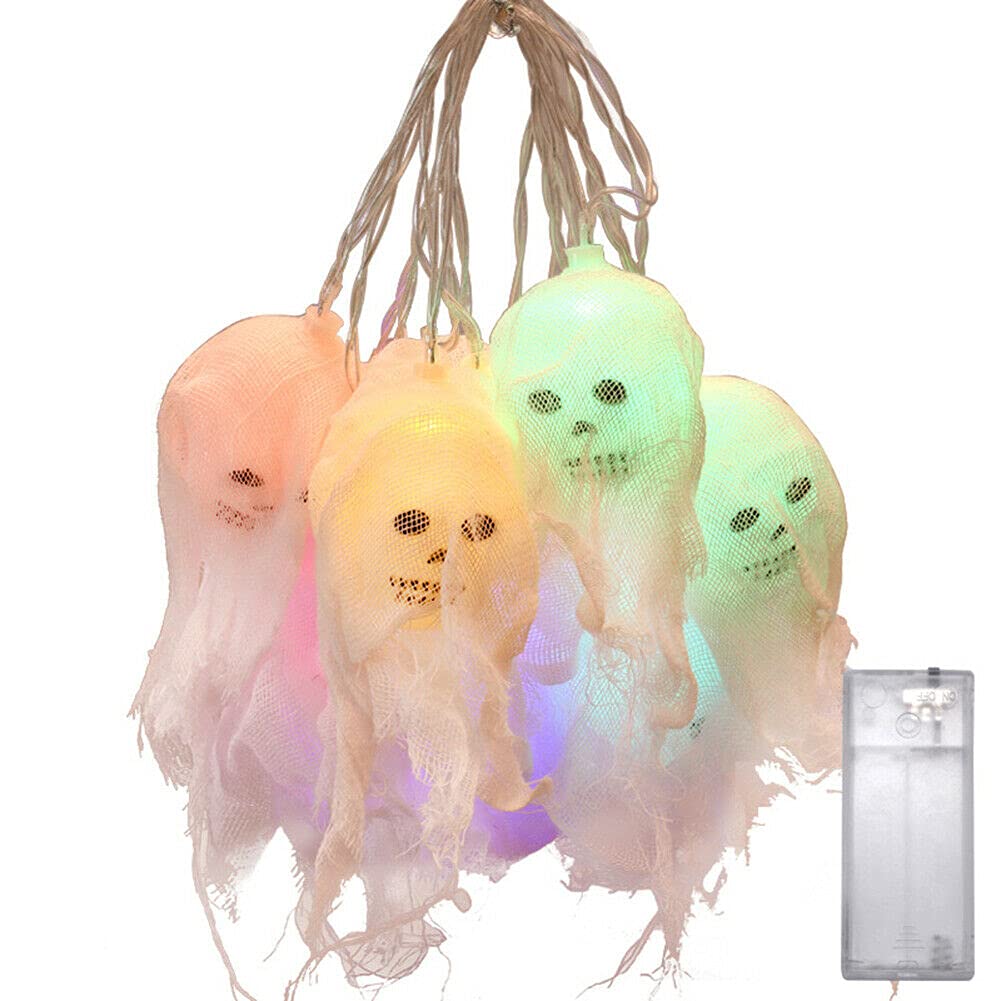 SUNTIRC Scary Halloween LED Skull Light String, Halloween 10 Luminous Light String Decorations, Eerie and Mysterious Luminous Props，Holiday Decoration for Indoor and Outdoor (Colorful)