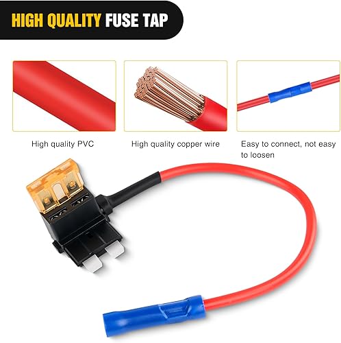 Miniatura 12 de Nilight - Portafusibles, adaptador TAP para fusibles de circuito adicional, portafusibles de hoja mini ATM APM (paquete de 10)