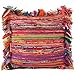 Eyes of India - Coloré Chindi Tapis Canapé Housse de Coussin Plein de Couleurs Jeté Décoratif Lit Bohème Accent Indien Boho Chic Fait à la Main Housse - Orange, 16 X 16 in. (40 X 40 cm)