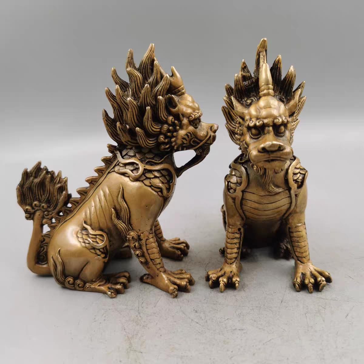Dytartzx Pure Copper Xiezhi Statue - Traditional Chinese Justice Mythical Beast Sculpture, Home Office Feng Shui Decoration, Unique Gift for Luck & Positive Energy