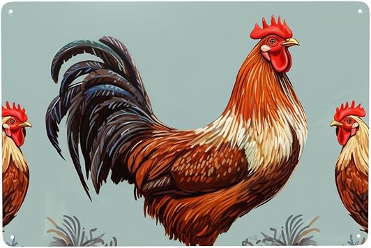 Vintage Metal Tin Sign Funny Bar Sign Aluminum Bathroom Wall Sign Retro Porch Yard Sign Welcome Poster Chicken Print Wall Art Decor for Home Coffee Wall Decor 8x12 Inch