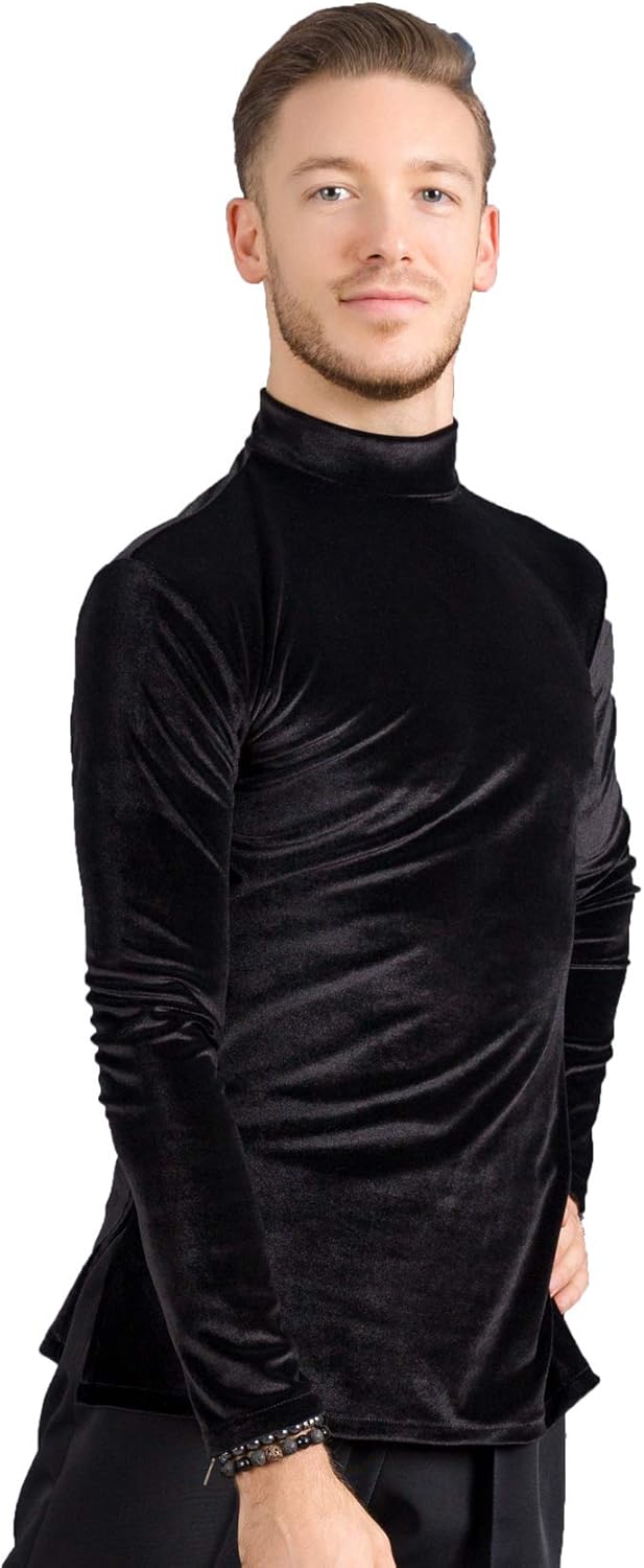 Superstar Series:G5001 Latin Ballroom Dance Professional Velvet Tops Shirt for Men