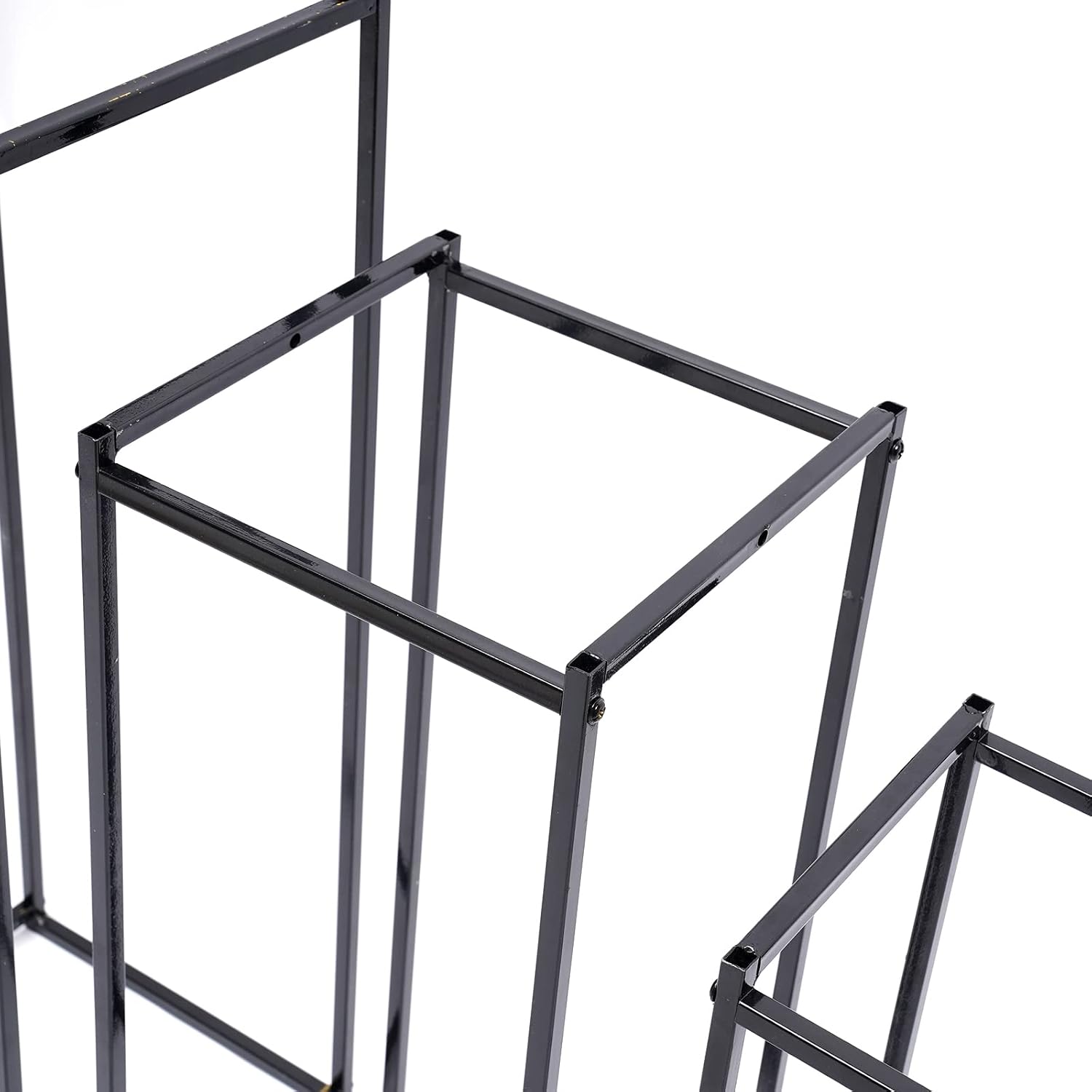 Black 3 Set Metal Stand Plant Stand High Square Rack Flower Holder Living Room & Patio Modern Metal Display Potted Rack,Rustproof Flower Pot Stand | Decorative Plant Holder for Home, Garden