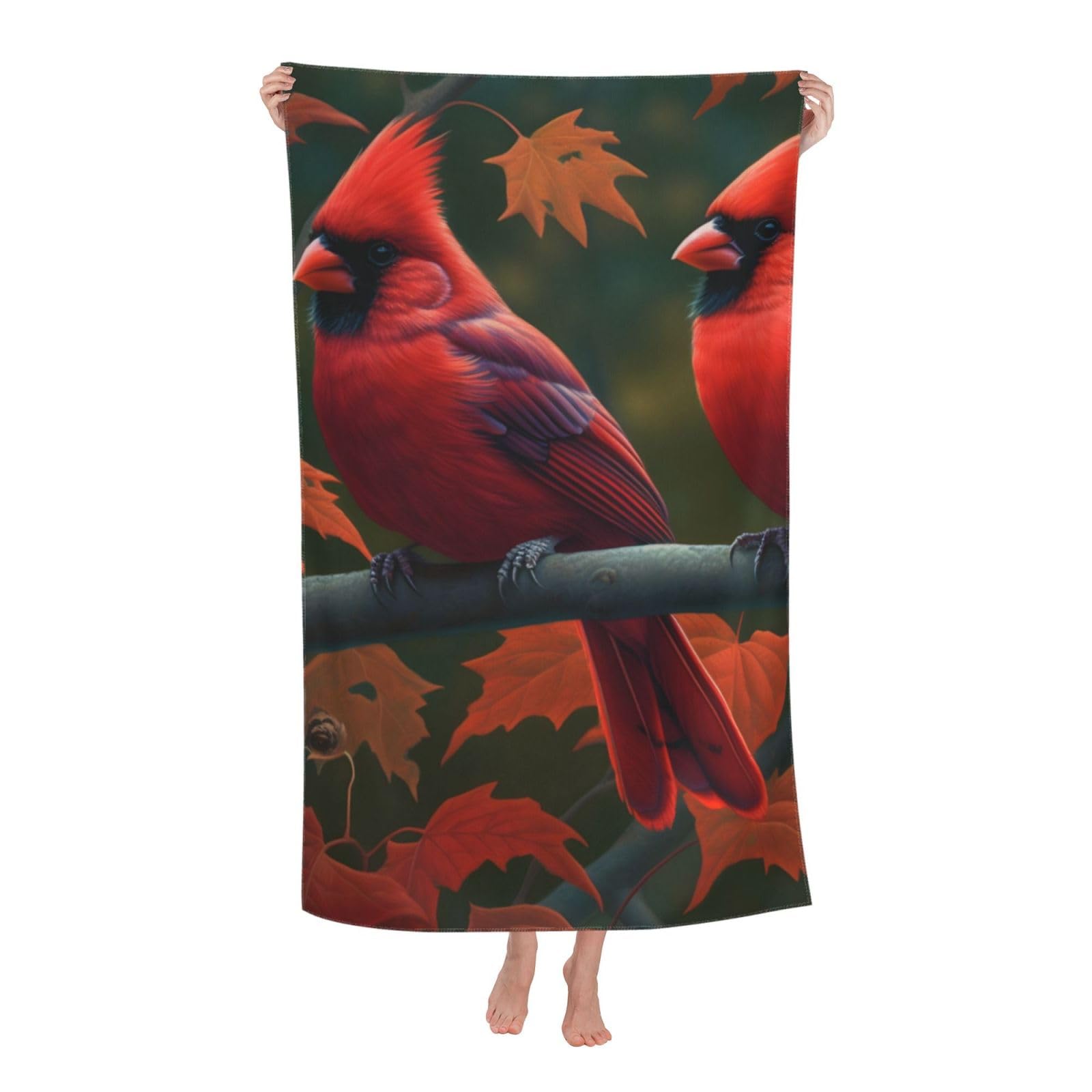 LSRCPD Beach Towels Birds On The Leaves Gym Camping Sports Swim For Adults Women 80X130Cm