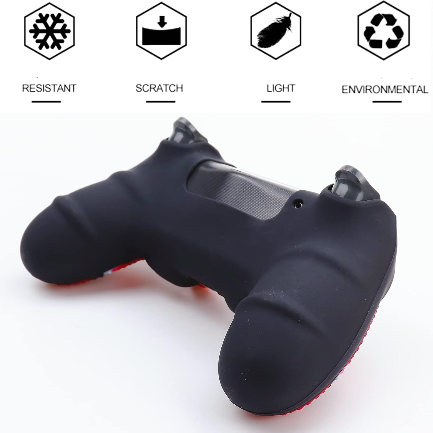 Silicone Skin for Ps4 Controller, 1pc Anti-Slip Shell Cover Case with 10 Joystick Grips for Playsation 4/ Slim/Pro Dualshock 4 Controller Wireless Gamepad(PS4 Controller #7) image 3