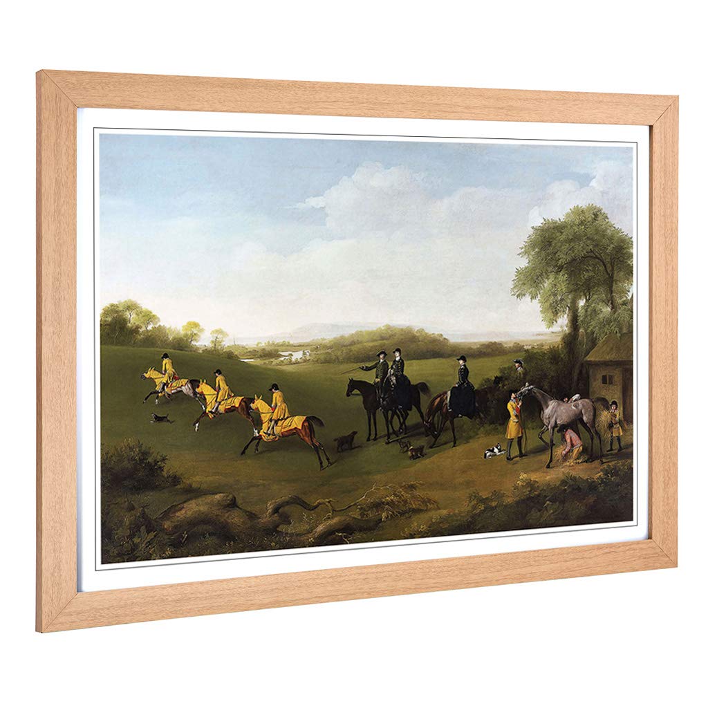 Big Box Art Framed Print of George Stubbs Racehorses Excersising Design | Wall Art Picture | Home Decor for Kitchen, Living Room, Bedroom, Hallway, Oak, A2 / 24.5x18 Inch / 62x45cm