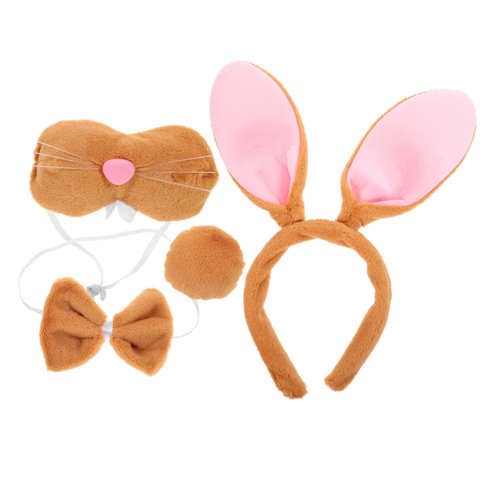 VICASKY 5 Ensembles Set Daccessoires Cosplay Lapin pour Halloween Tête Oreilles et Queue de Lapin Costume Animal pour Adultes et Cosplay et Confortable