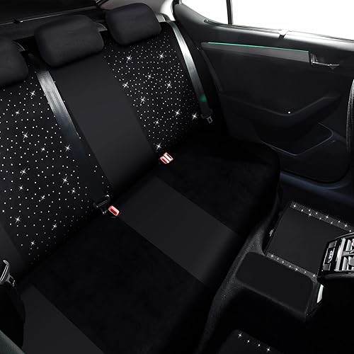 Miniatura 3 de CHENGU Juego completo de 39 fundas de asiento de automóvil de tela de terciopelo brillante para mujer, accesorios brillantes para volante de mujer,