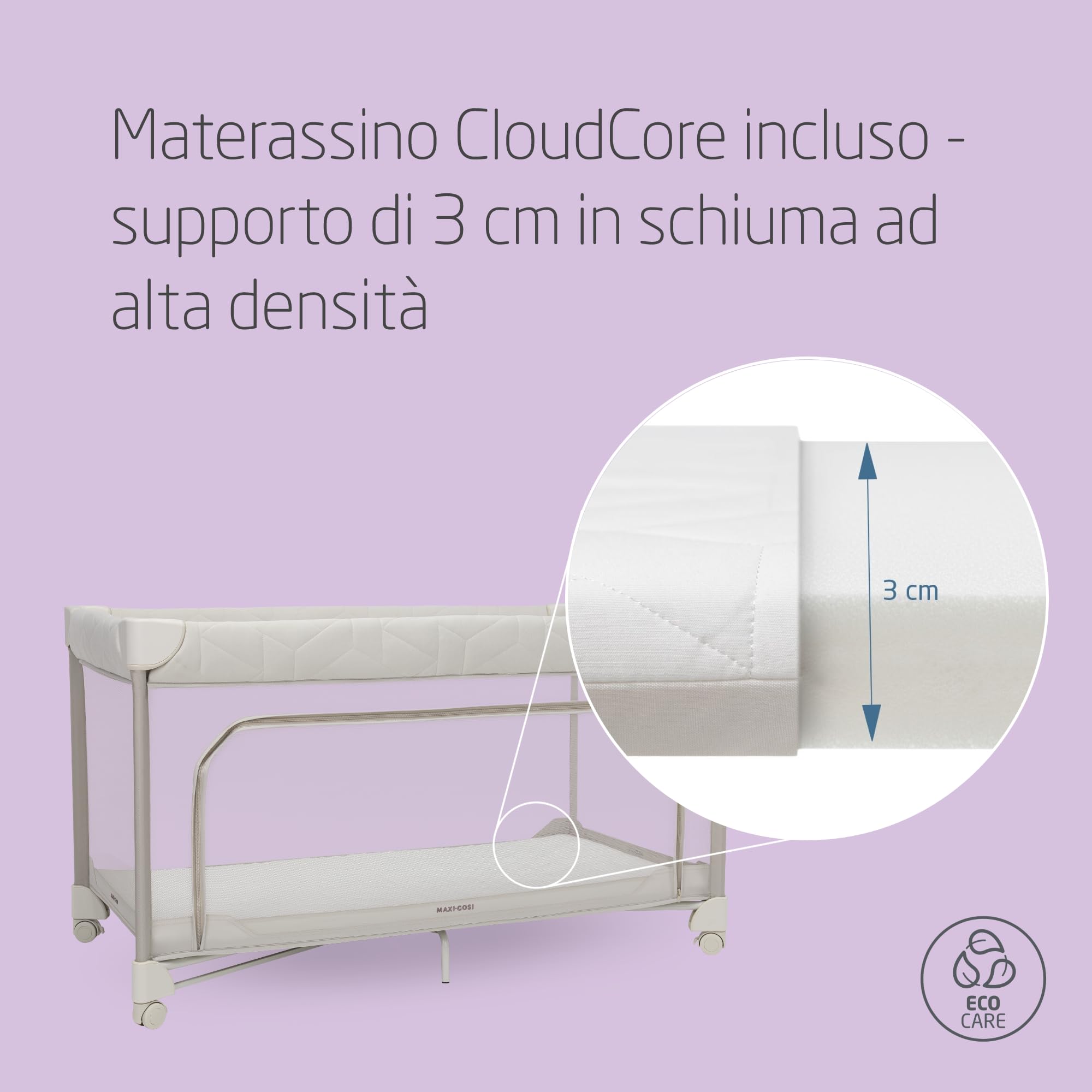 Maxi-Cosi Merlin, 2 in 1 Culla da Campeggio Neonato & Area Giochi, 0-4 Anni, 0-18 kg, Lettino da Viaggio Bambini, Chiusura in 1 Secondo, Materasso 120x60 cm, Finestra Laterale, Elegance Beige