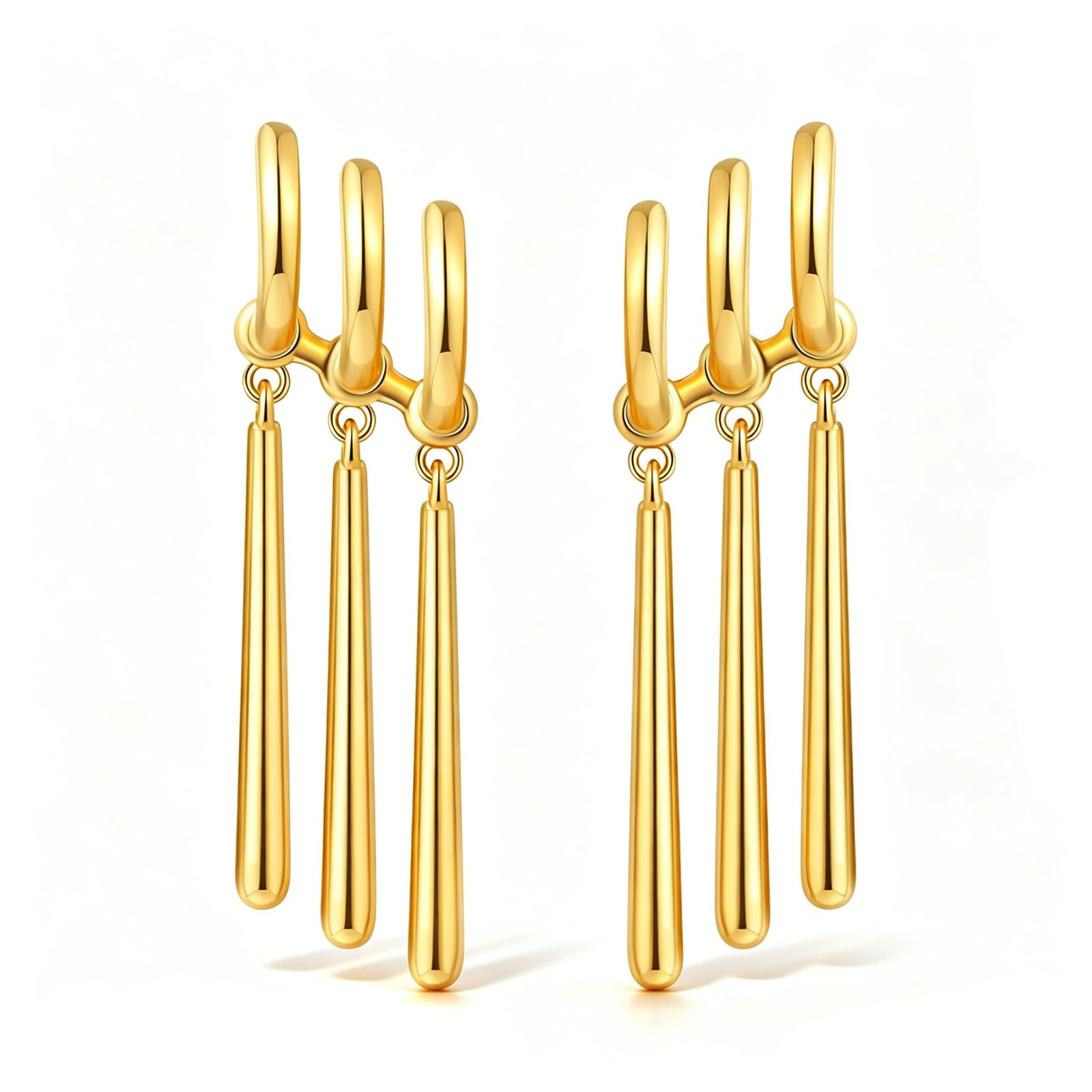 Zoro Earrings for Women Men - Gold Chunky Bar Drop Earrings - One Piece Cosplay Silver Cuff Dangle Statement Jewelry