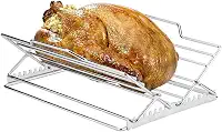 Rack ajustável de aço inoxidável para assar frango, suporte dobrável em forma de V para frango peru, para assar e grelhar no forno