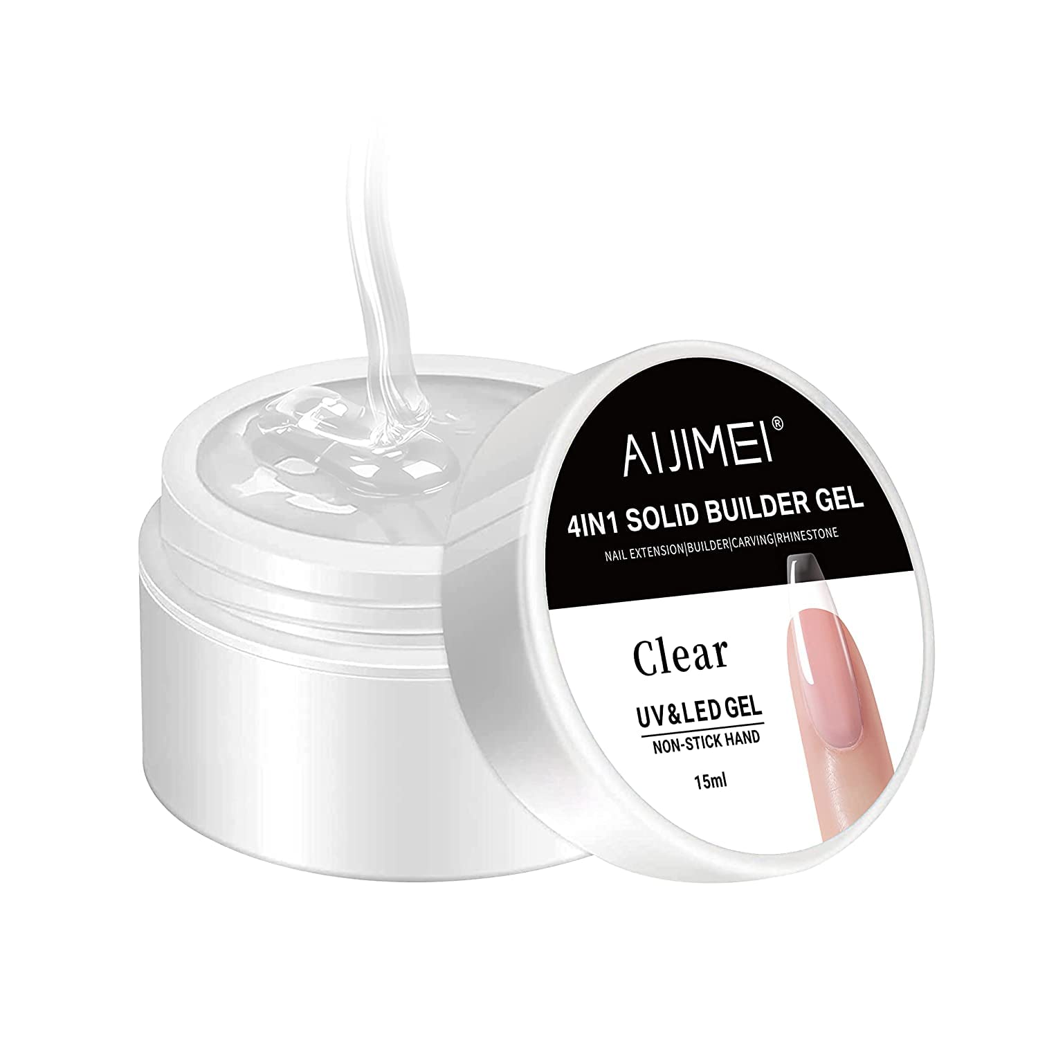 AIJIMEI 4in1 Nail Extension Builder GelNon-stick Hand Building Nail GelClear HardGel for Nails Extension Gel DIY Home GelManicure(Clear 15ml/0.5fl.oz)
