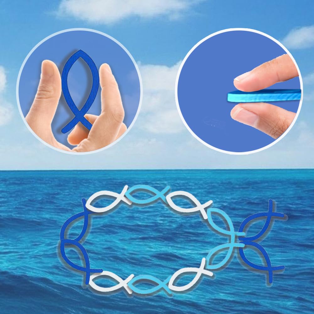 180 Decorazioni In Legno A Forma Di Pesce – 3 Misure, 4 Colori, Per Battesimo, Comunione E Cresima (Blu/Verde) - 4
