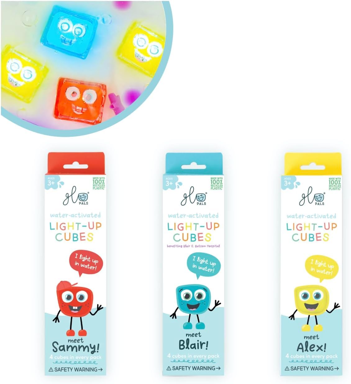 Glo Pals Primary Pals Original Character Bundle (Featuring Alex, Sammy + Blair Water-Activated Light-Up Toys)
