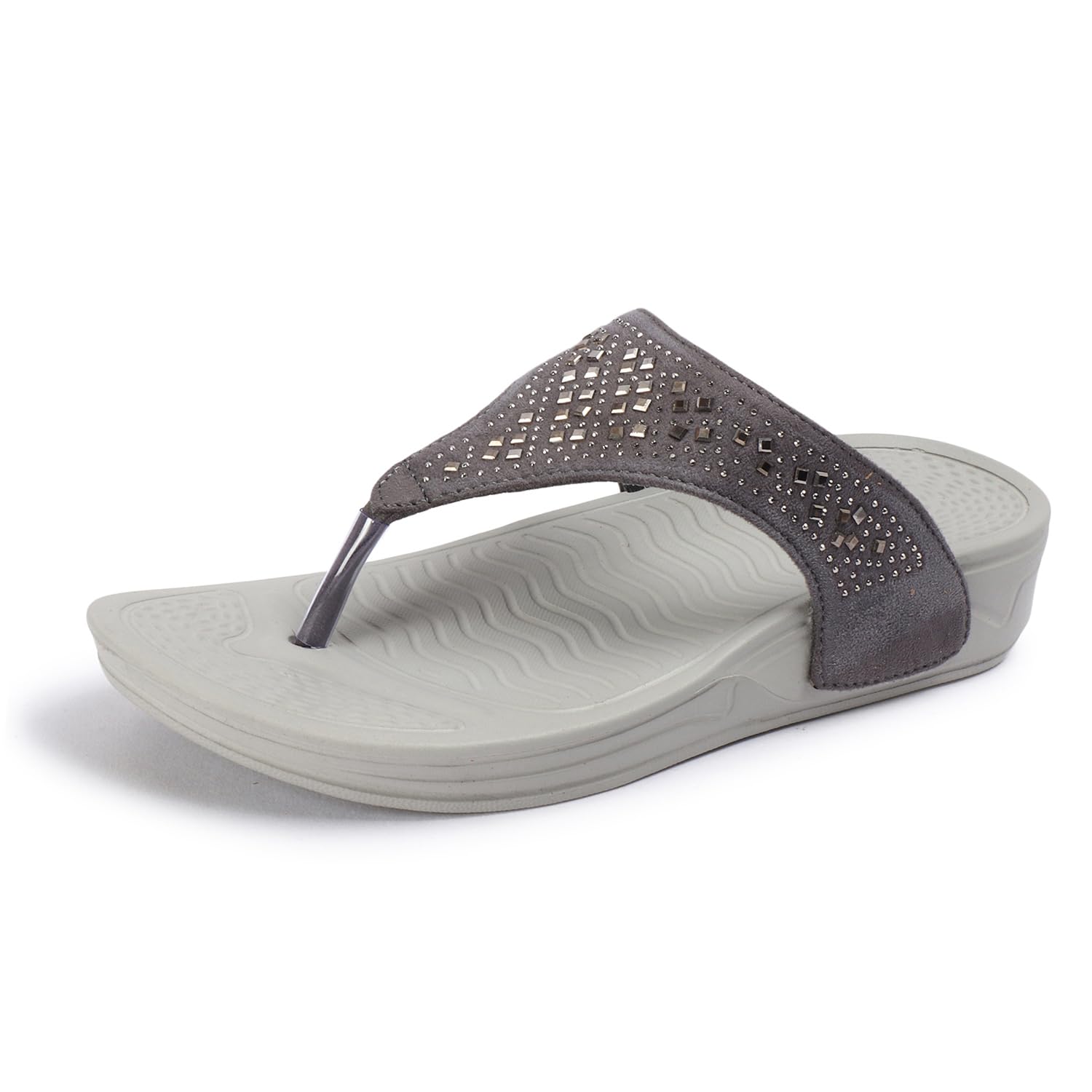 TRASE Stylish Synthetic Slip-on Slippers For Women - Slipper For Women Stylish - Footwear For Women - Flats Women Footwear - Chappal Ladies (45038, Grey, 40 Euro) (B0D6724GGS) Amazon Price History, Amazon Price Tracker