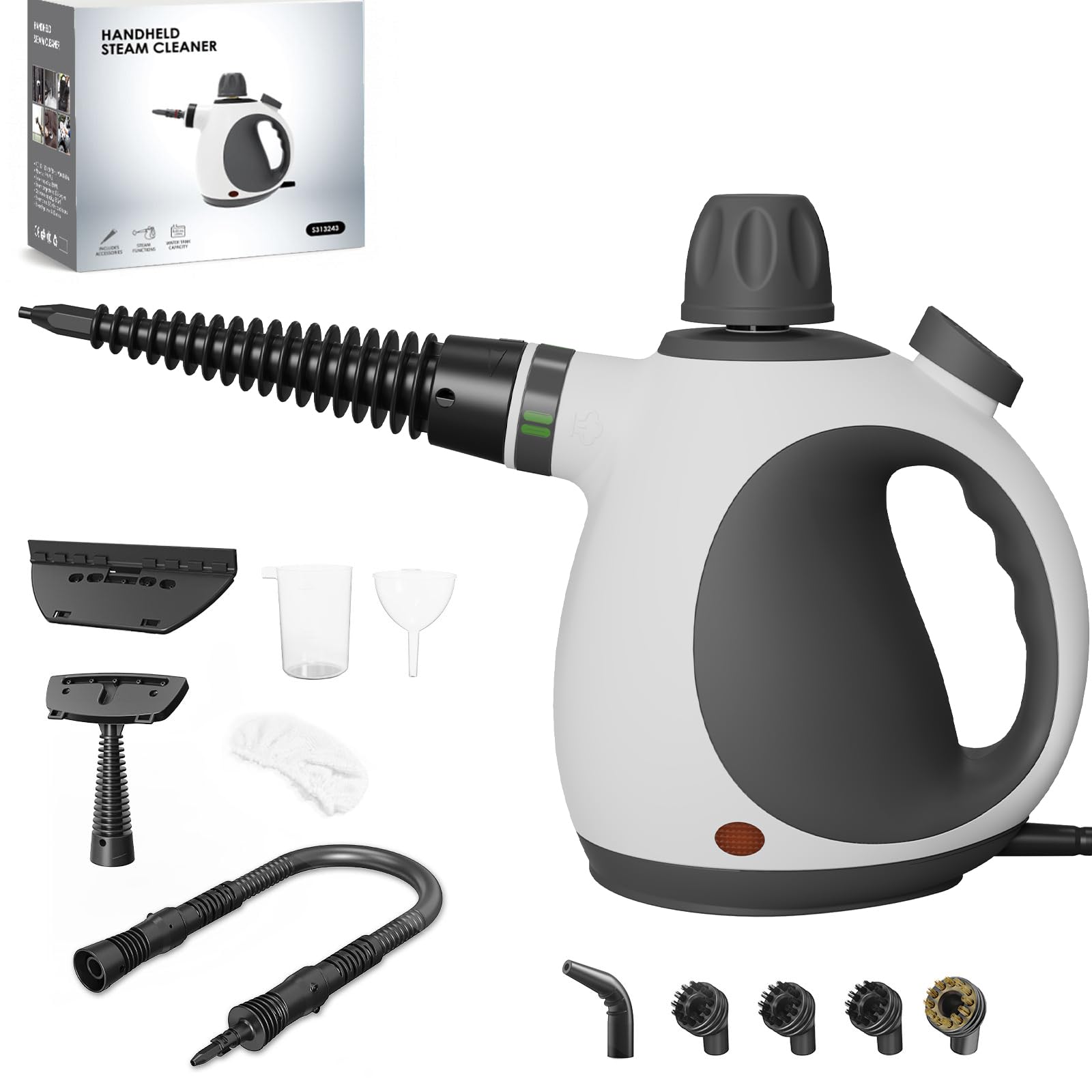 Handheld Steam Cleaner Pressurized Multi-Purpose Natural Steamer with 12 pcs Accessories Steamer for Cleaning Car Countertop Bathroom Shower