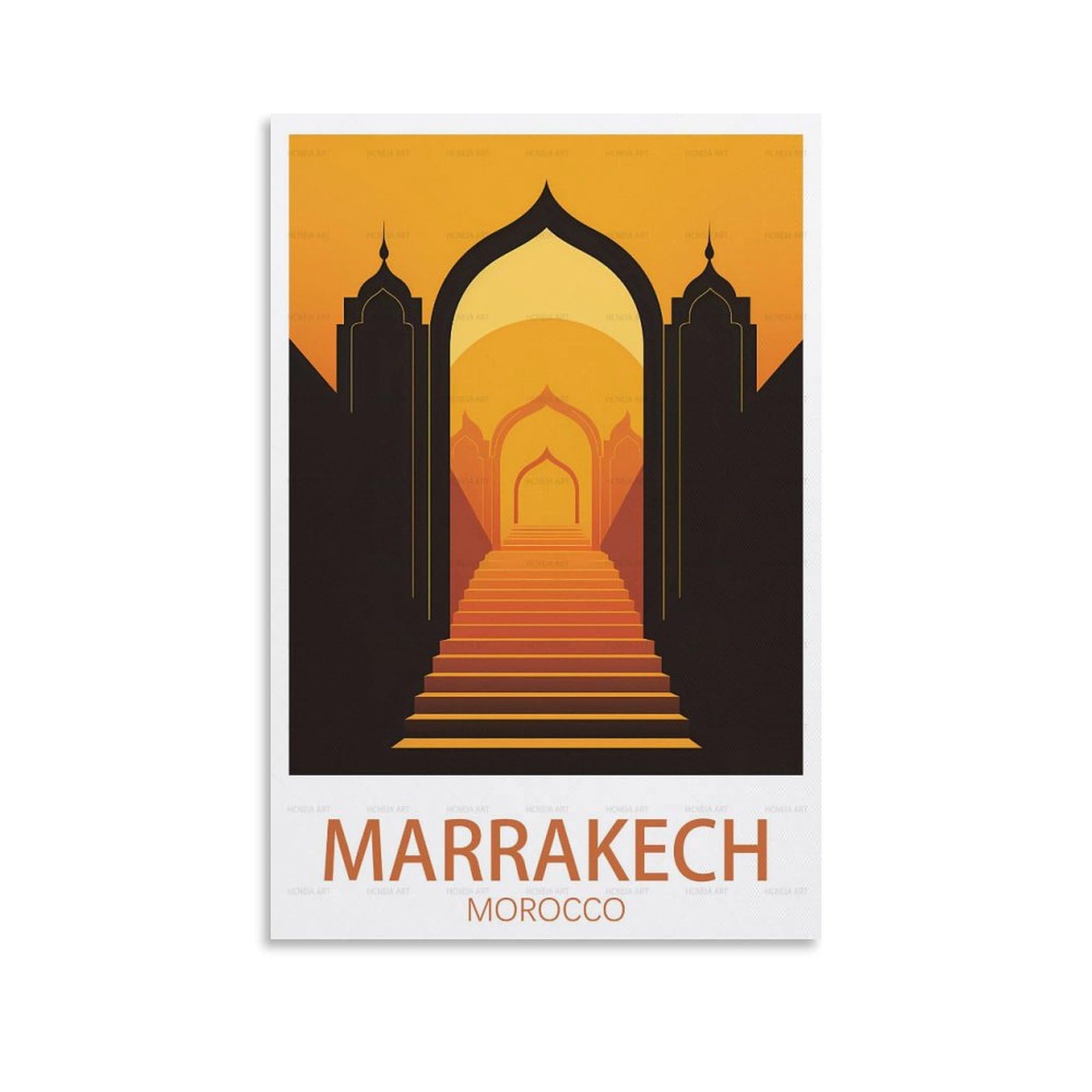 Marrakech Morocco Vintage Travel Poster Landscape 08x12inch(20x30cm) Canvas Wall Art Posters for Living Room Decor Paintings for Home Decor