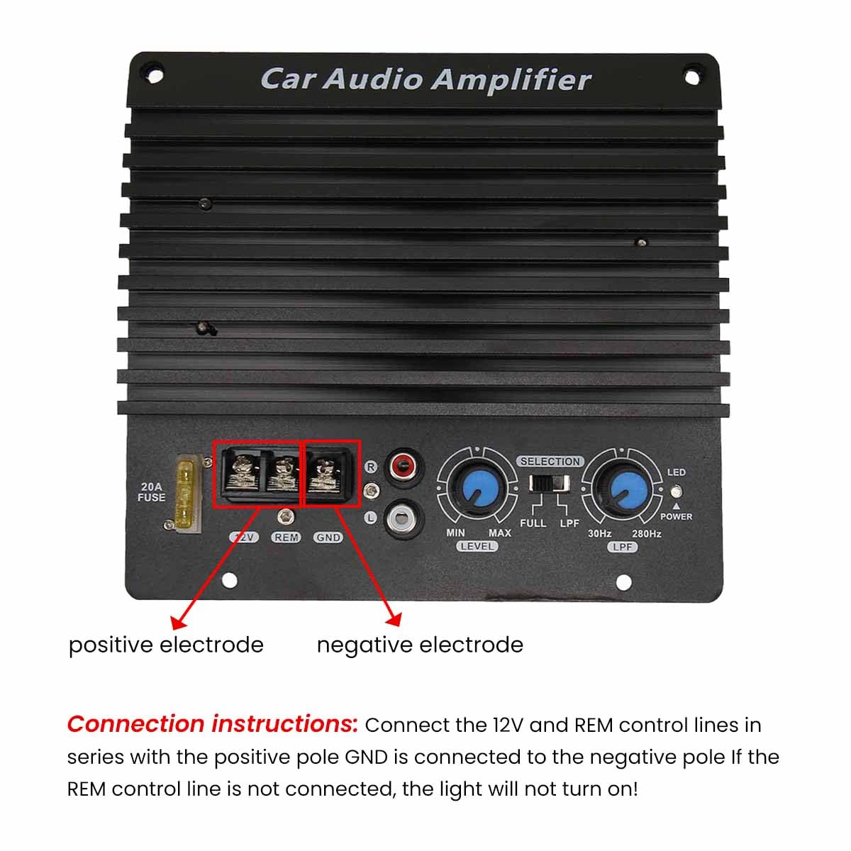 flexman 12V 300W Auto Verstärker Platine, 4–8 Ohm Verdickter Freiliegender Typ aus Reinem Aluminium Verstärkerplatine für 8–12 Zoll Tieftöner, Hochleistungs Subwoofer