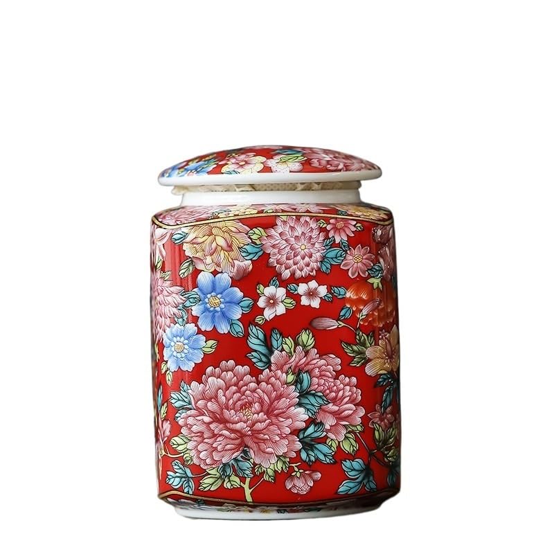 HLTYGWX Zestaw do herbaty puszka na herbatę chiński retro ceramiczny szczelnie zamknię słoik do przechowywania gospodarstwa domowego luźna herbata pudełko na herbatę uszczelka kuchenny słoik do kawy