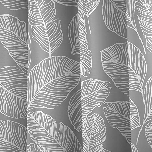 Fusion Matteo Grey Leaf Print Drapes, W46 x L54 (117x137cm), 100% Cotton, 2 Panels - Image 3