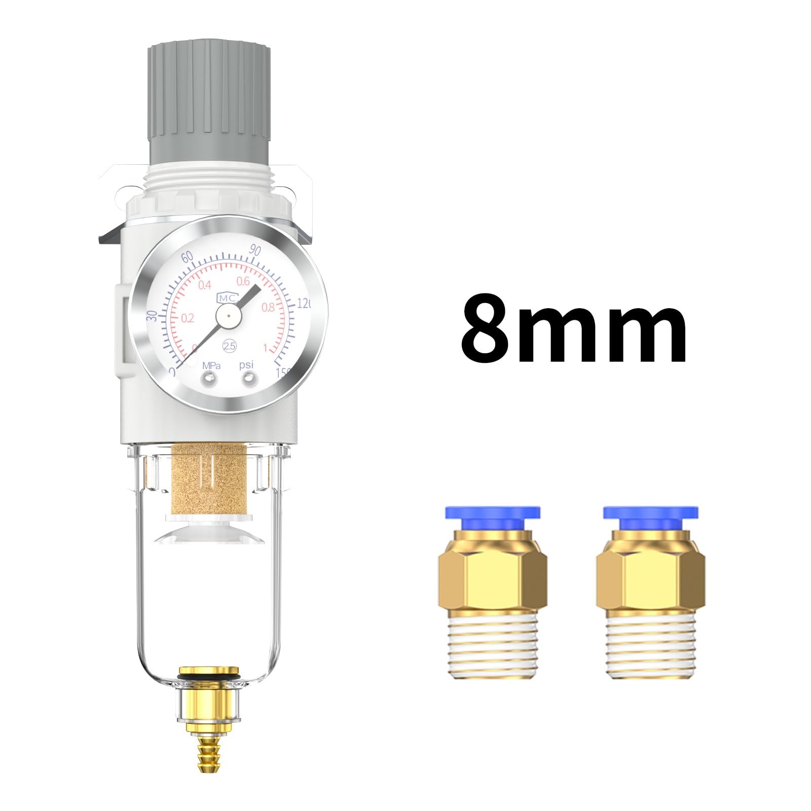 1 sztuka AFR-2000 filtr powietrza 1/4, regulator filtra AFR2000, jednostka uzdatniania powietrza, manometr do sprężarki z przyłączem (AFR2000-PC8)