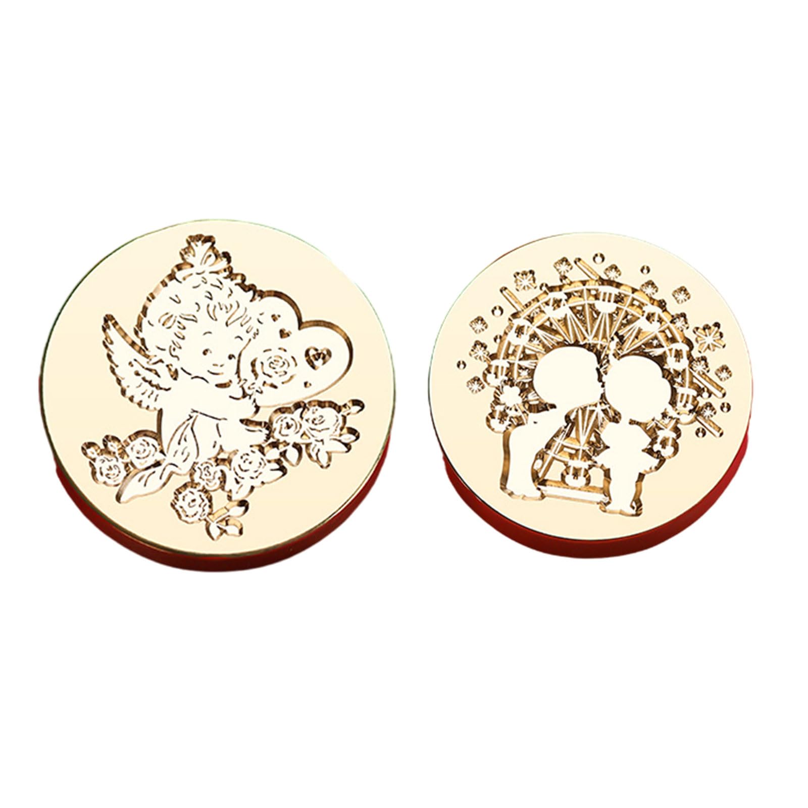 NEWFT 2x Valentine ' s Day Series Waxes Seal Stamp Butterfly Sealing Waxes Stamp for Scrapbooking Envelopes Decorations