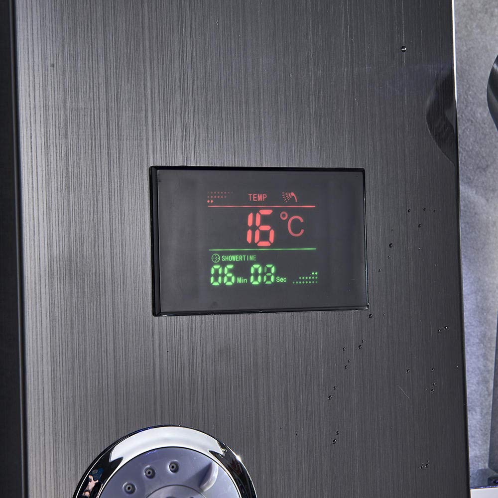 Nowa luksusowa czarna bateria prysznicowa do łazienki, panel prysznicowy LED, bateria wannowa z prysznicem ręcznym i wyświetlaczem temperatury