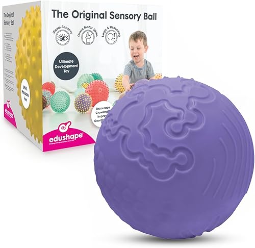 Edushape Texture-iffic - Pelota sensorial para bebé, bola de bebé de 7 pulgadas para niños con 8 secciones de diferentes patrones táctiles
