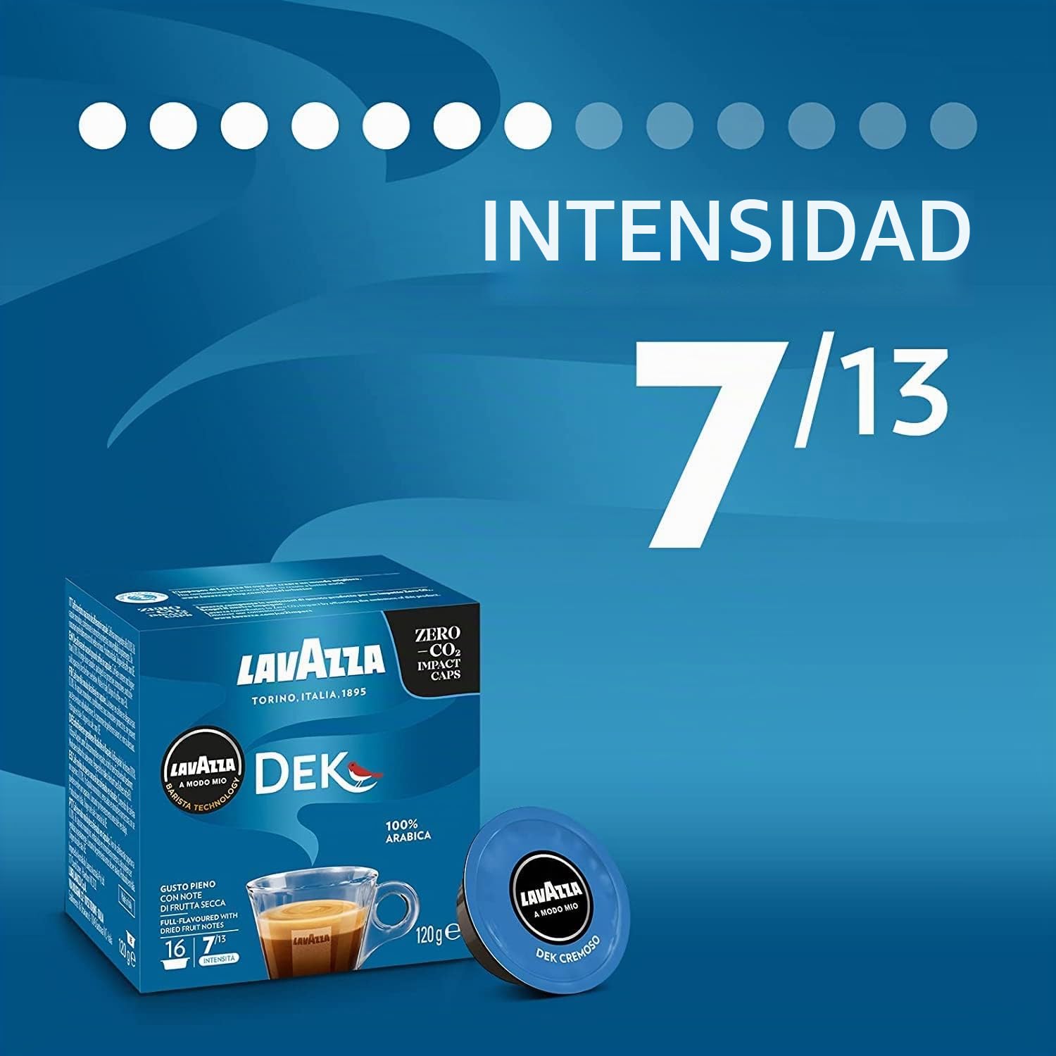 128 cápsulas de café para Lavazza a Modo Mio Dek Cremoso Ex Cremosamente Dek Originales