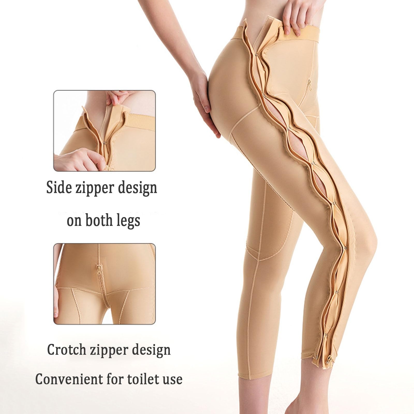 Faja Postquirúrgica con Cremallera Completa en la Pierna para Mujeres Después de Una Liposucción Pantalones Cortos de Compresión Levantador de Glúteos Moldeador de Muslos Adelgazante
