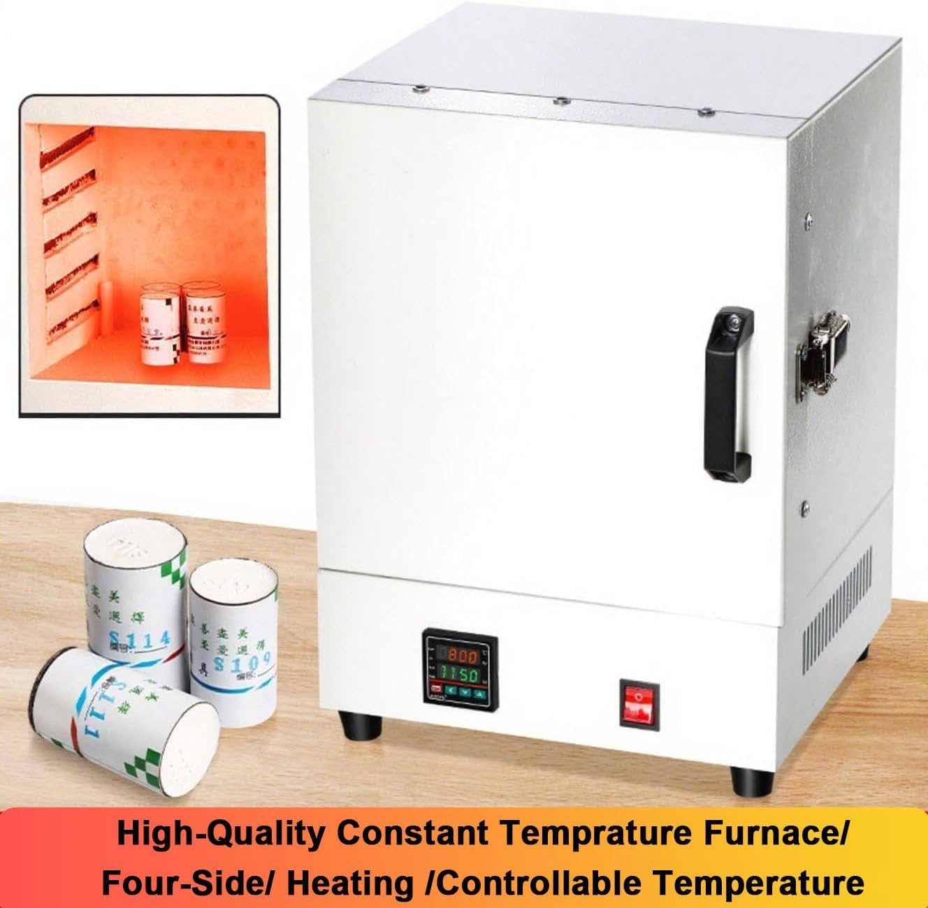 Elektryczny piec wypalany 2000 W, 1150℃ piec muflowy do wypalania w wysokiej temperaturze, zintegrowany laboratoryjny piec do przetwarzania biżuterii