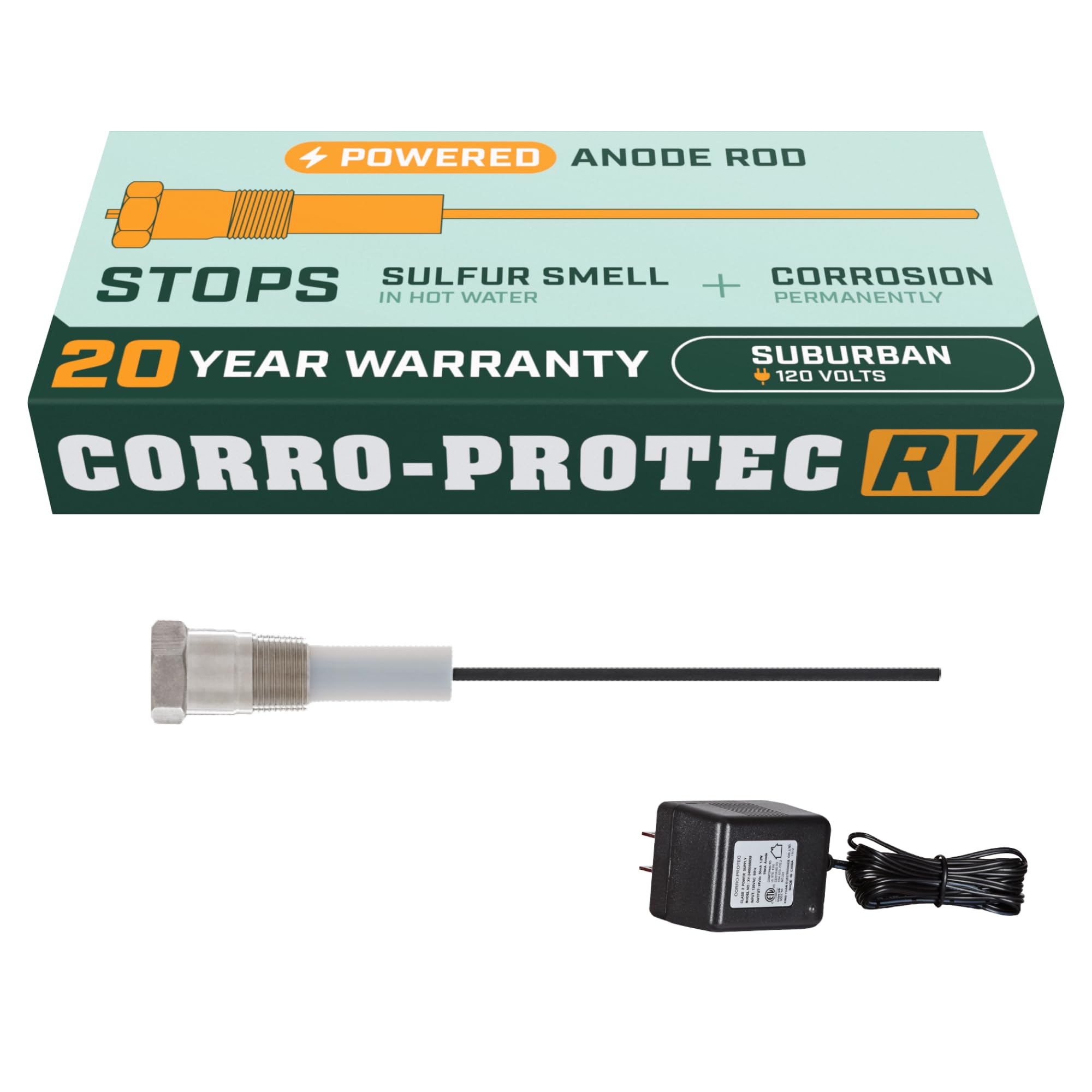 Amazon.com: Corro-Protec RV Anode Rod for Hot Water Heater, 20-Year  Warranty Powered Anode, Permanently Stops Corrosion to Extend Water Heater  Life Expectancy, Eliminate Hot Water Sulfur Smell u0026 Fits All Suburban :