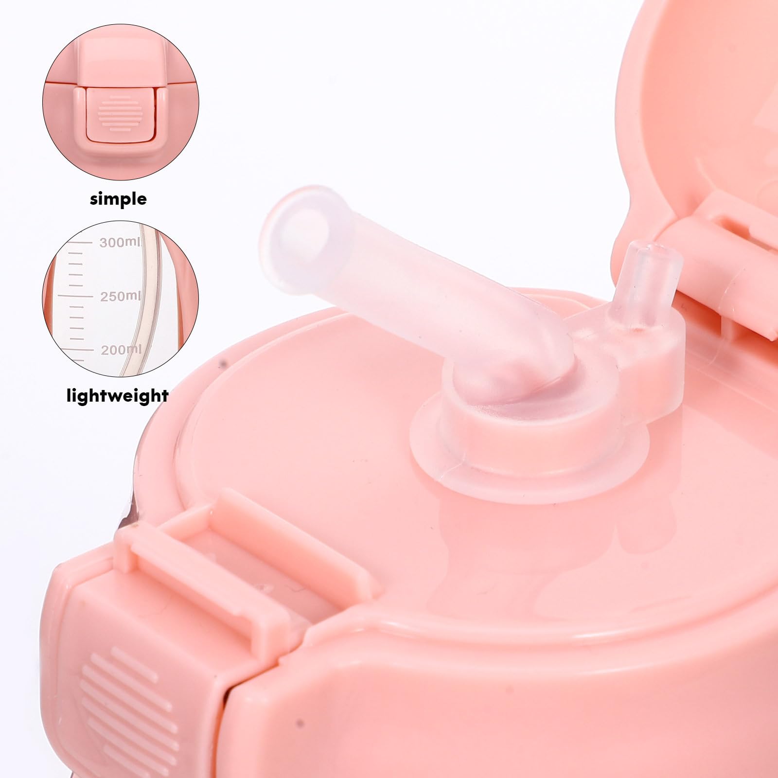 Gourde de Sport en Verre 380 ML Paille Intégrée et Graduation Bouteille D’Eau Multifonction pour Fitness Camping et Activités D’Extérieur Gourde Légère et Portable Rose