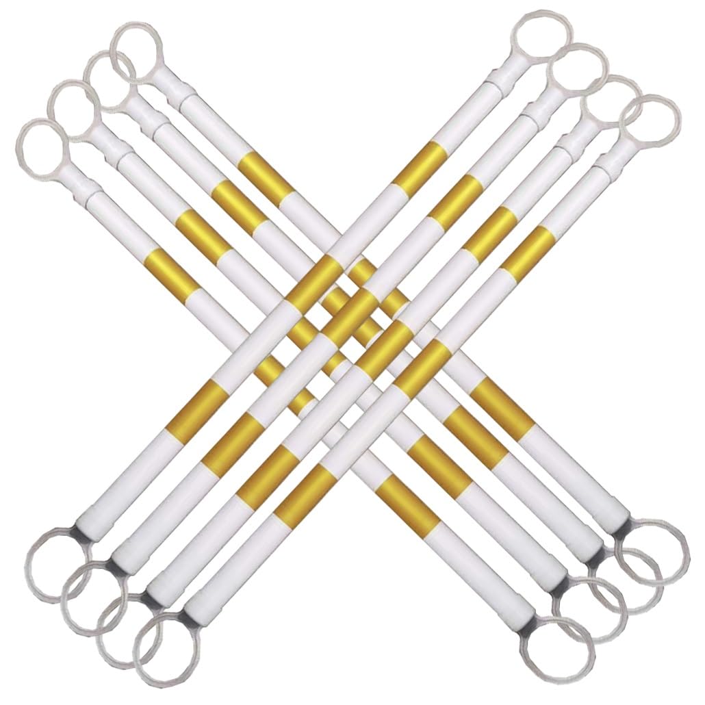 SGKOMN 12 Pcs Adjustable Reflective Traffic Cone Bar - 47-78 Inch Retractable Safety Barrier for Crowd Control & Temporary Security, Yellow & White Warning Divider, Yellow and White-8pcs