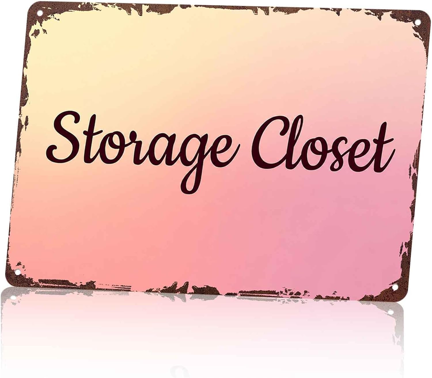 Storage Closet Typography Quote Metal Sign 8x12 Inch, Funny Aluminum Wall Decor for Home Organization Room Bedroom Laundry Cabinet Dorm Apartment Farmhouse and Mudroom Wall Decor