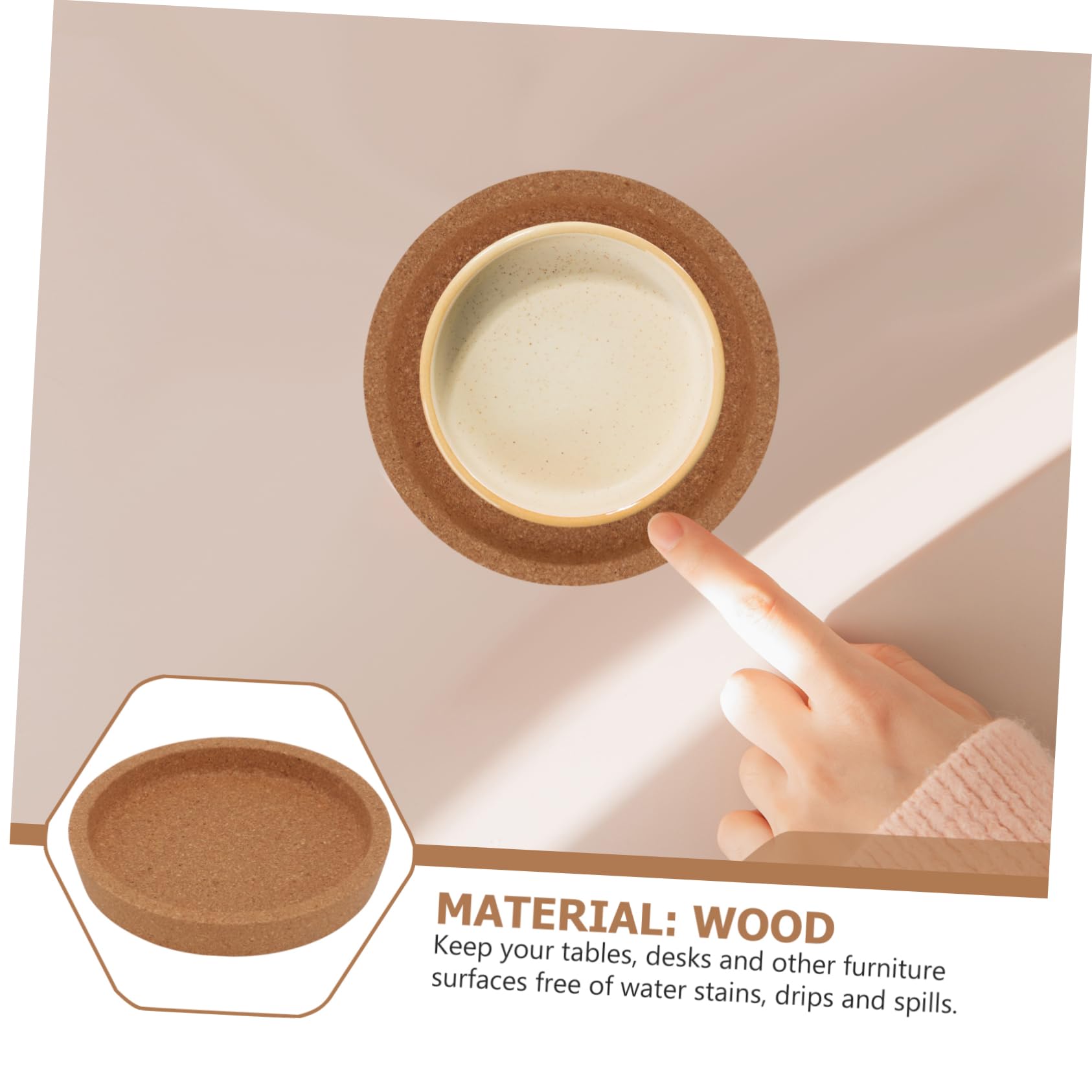 Amosfun Bouchon Plat Liege 15 Pièces Dessous De Tasse Home Decor sous-Verres Sets De Table en Liège Dessous De Verre Simples Dessous De Verre Rond Boisson en Bois Tapis De