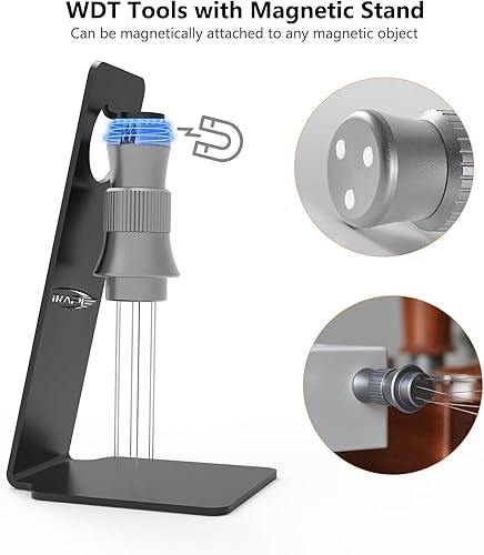 Miniatura 3 de IKAPE Spaceship Espresso WDT Tools, agitador de espresso ajustable para barista, herramienta distribuidora de espresso con soporte magnético,