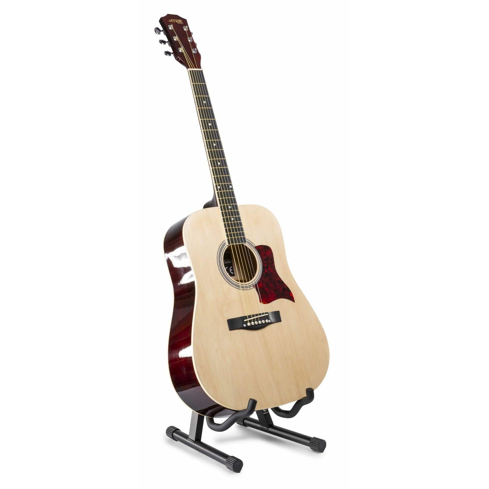MAX SoloArt Guitare Acoustique Classique avec Support de Guitare - Marron, Idéal pour Débuter la Guitare