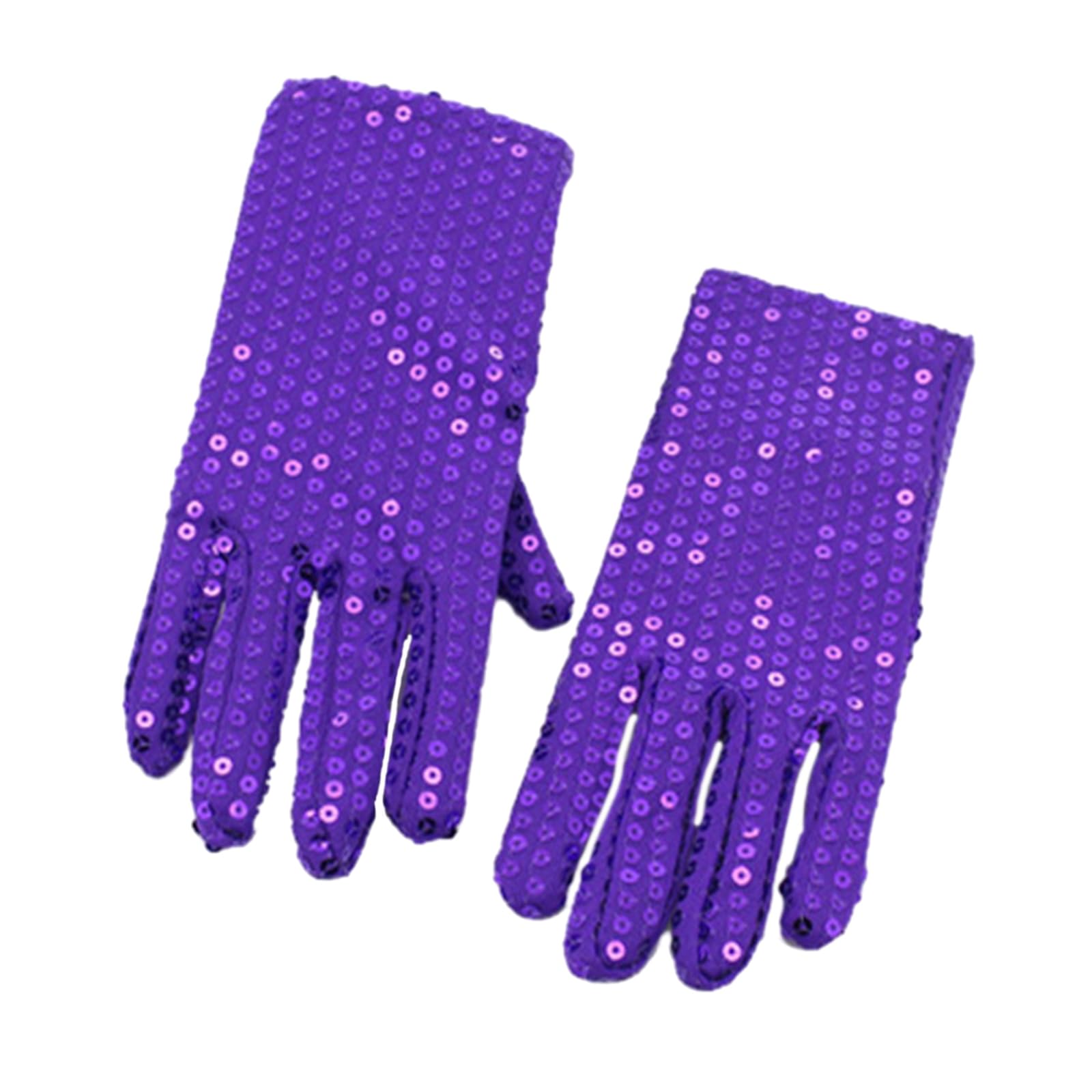 Gissroys Dance Competitions Show Sequin Gloves Children's Party Threads with Sequins Full Finger Festival Celebrations Costume Glitter Children Girls Long, purple, One Size