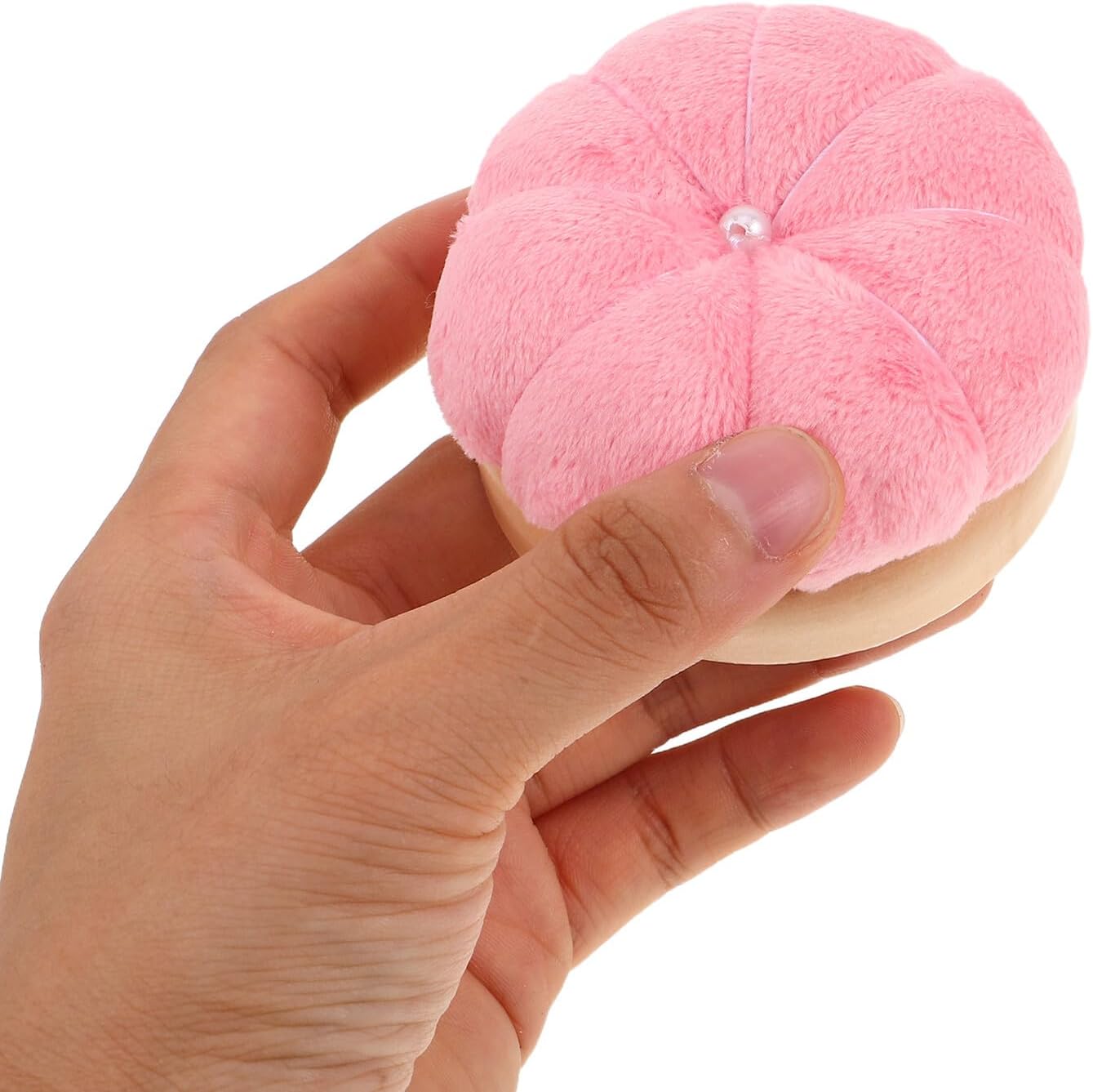 HOODANCOS 2pcs Sewing Pin Cushion with Wooden Base, Pink Quilting Needlework Pincushions for DIY Crafts and Embroidery