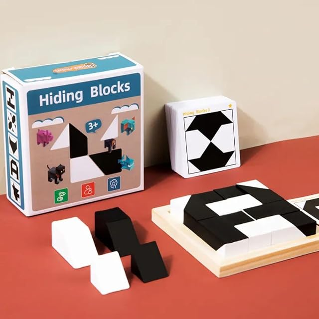 Foto 6 de 8 de Flero Montessori Rompecabezas de forma geométrica bloques de construcción de madera rompecabezas 3D niños…