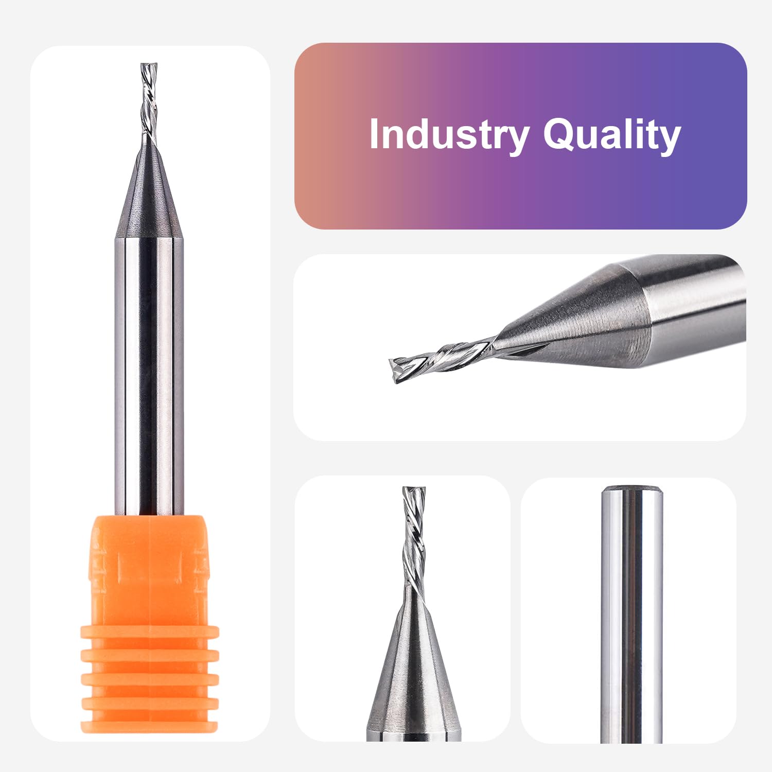 EANOSIC 2PCS 1/16" Downcut Spiral Router Bits - 1/4" Shank Solid Carbide End Mills For CNC & Wood