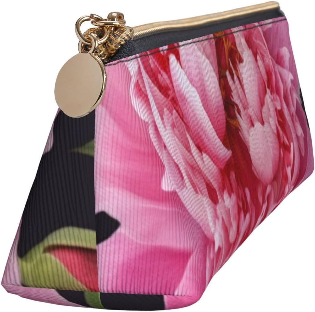 Leather Pen Case with Zipper - Aesthetic Pen Holder Garden Peony Pencil Case for Women & Men - Handcrafted Pencil Bag Multi-Functional Travel Cosmetic Case for Work Office Tool Pouch image 4