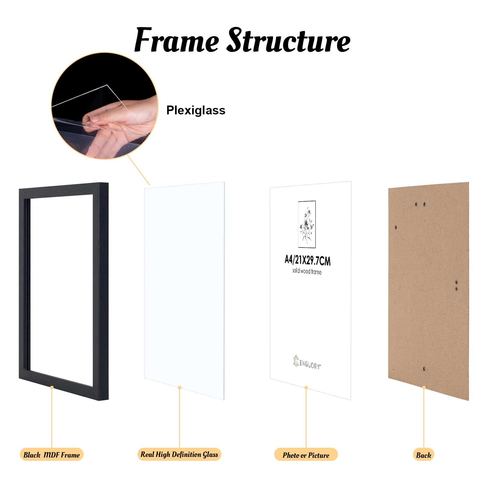 DR35 Cornice Su Misura In Legno MDF Con Vetro Acrilico Antiriflesso (99x34 Cm, Bianco Opaco) - 2