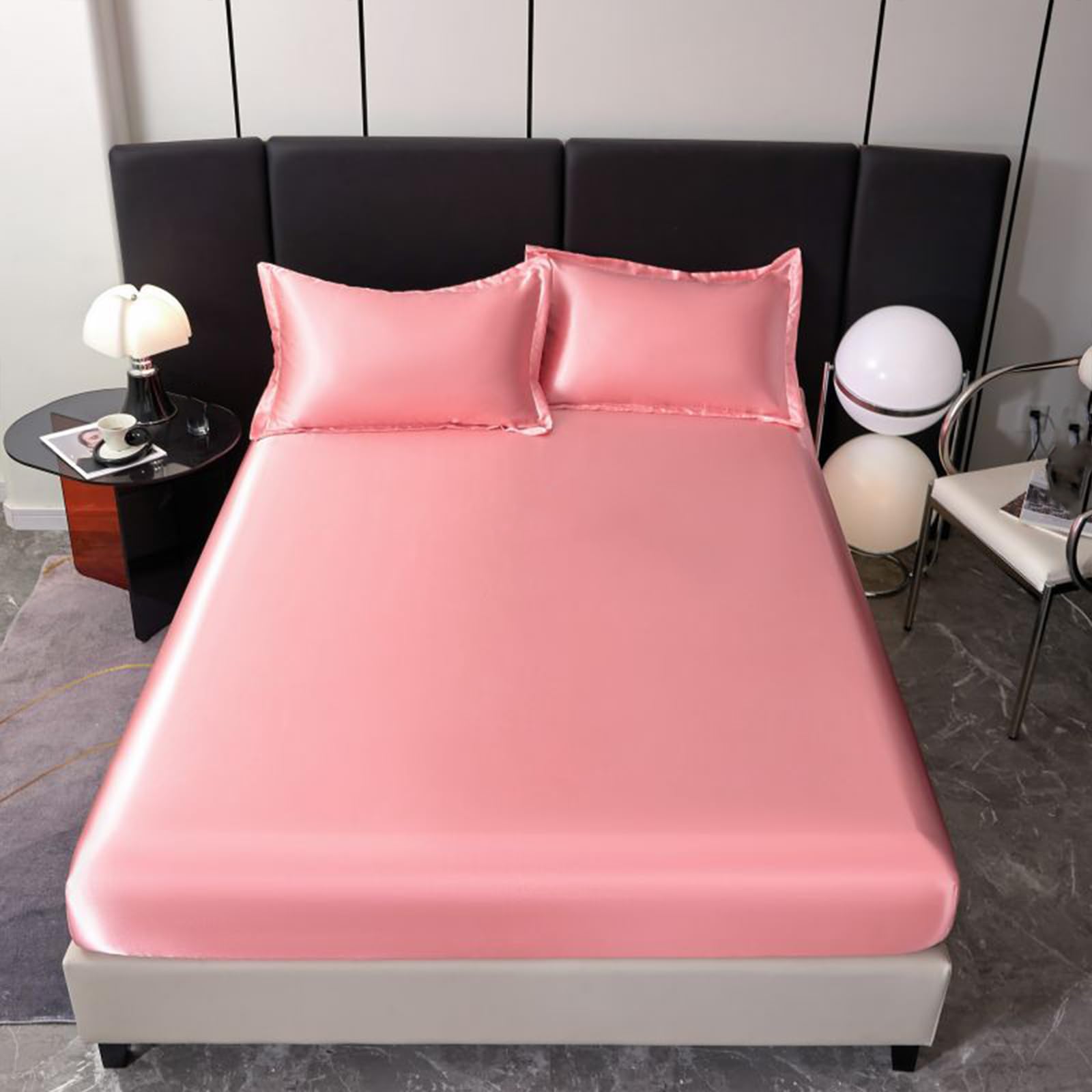 Drap housse 180x200 rose extensible pour stopper la transpiration du lit en été