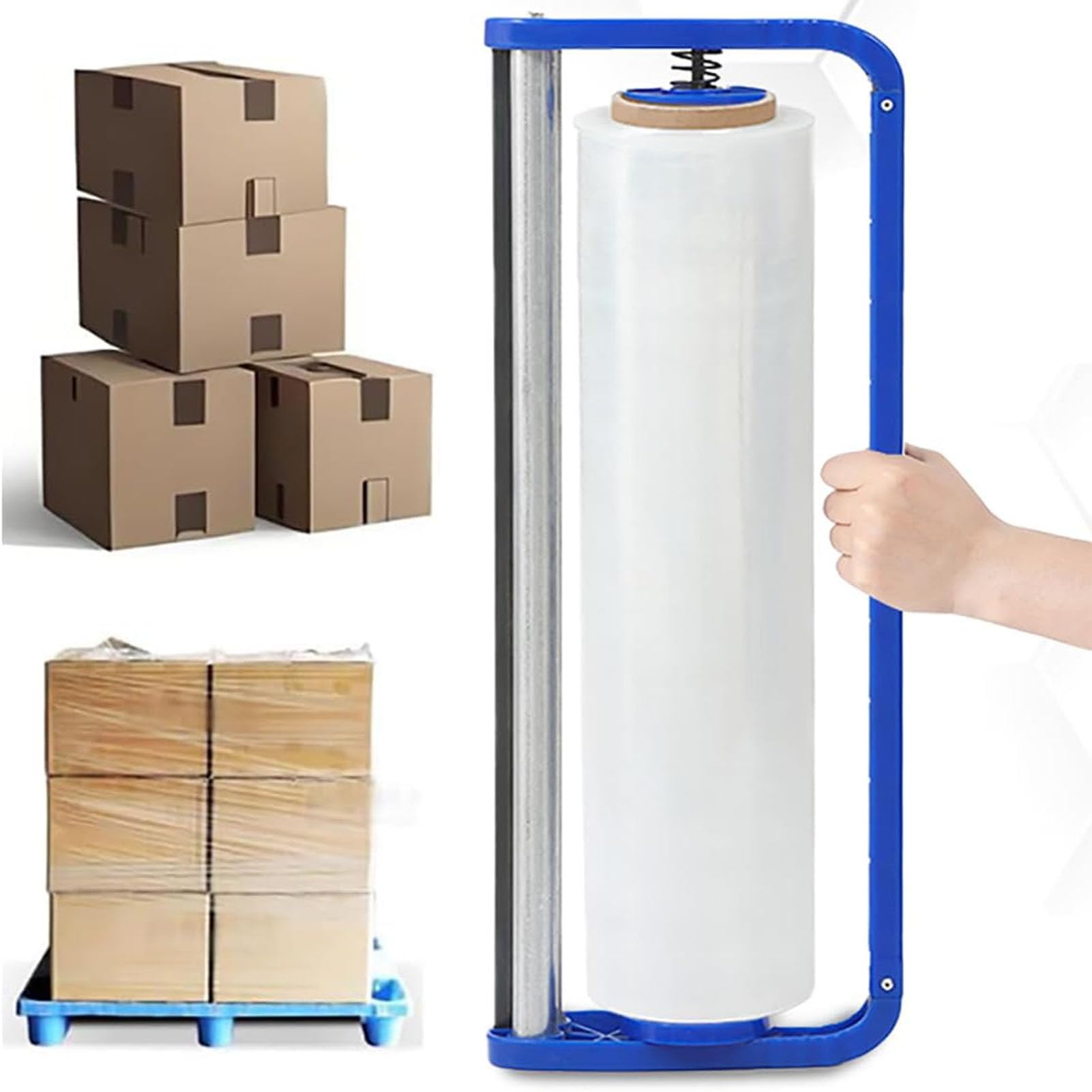 Stretchfolien-Spender, Handstretchwickelwerkzeug, für 19" Rollen geeignet, Paletten-Stretchfolienverpackungsmaschine, Schrumpffolien-Spenderhalter für Palettenverpackung beim Versand und Umzug