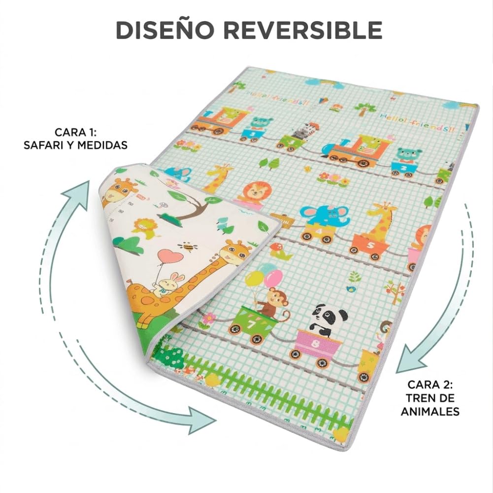 KOHALA Baby Comfort Pad Tapiz de Juego XPE Reversible 180x120 cm | Alfombra Infantil Impermeable, Plegable y Antigolpes | Doble Cara, Bordes Reforzados y Fácil Limpieza – Suelo Seguro para Bebés - 5