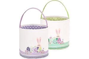 2-Pack Easter Bunny Basket: Colorful Personalized Tote Bag for Fun Easter Egg Hunting