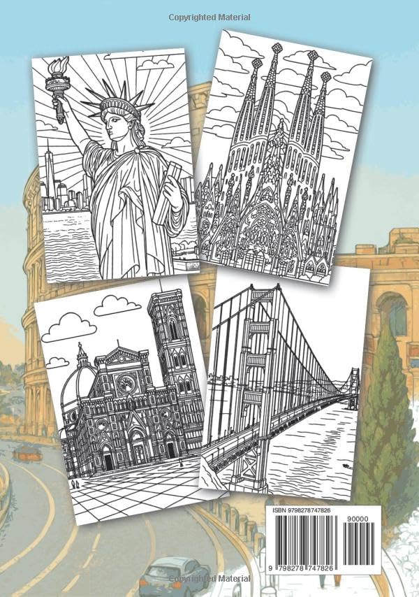 Travel Coloring Book: A Coloring Book for Adult and Teen, Featuring Iconic Landmarks, Relaxing Stress-Relief Art & Mindfulness Coloring Crafts image 3